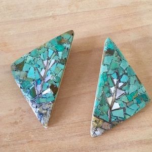 Genuine Turquoise  Silver Navajo Earrings